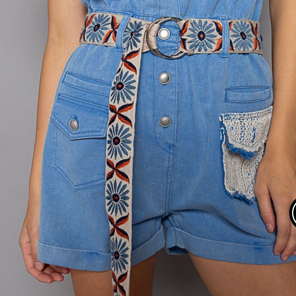Accessories - 19. LAST 1! .POL embroidered Bohemian Belt blue